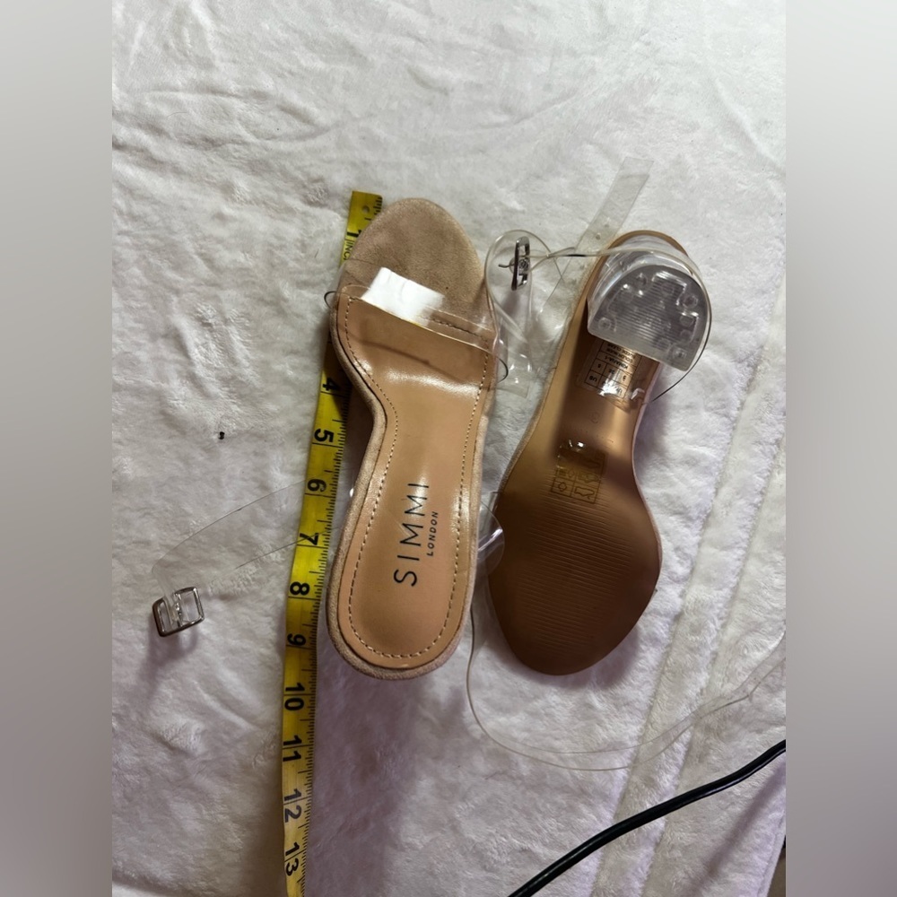 simmi London heels clear heel  snake Vera! Size 5 color nude suede clear - Picture 14 of 14